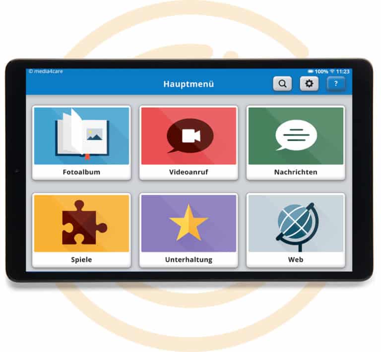 Senioren-Tablet von Media4Care - einfache Navigation & übersichtliche Benutzeroberfläche