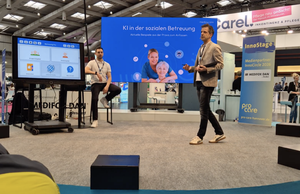 ProCare 2026 Carsten Clanget und Marius Wolf von Media4Care auf der InnoStage