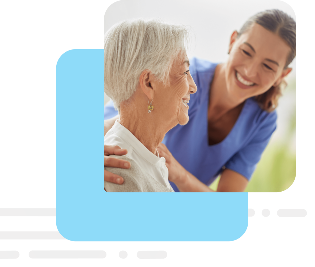 Betreuerin unterstützt Seniorin - Respekt und Aufmerksamkeit für demenziell veränderten Menschen